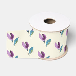 Paarse groene bloemschildering met waterverf handg grosgrain lint