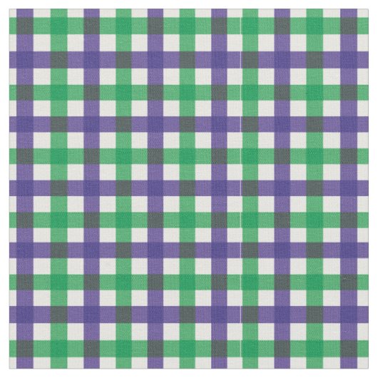 Paarse & Groene Bright Gingham Plaid/Tartan Stof (Close Up)