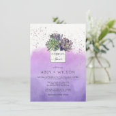 Paarse Groene Cactus Succulent Couple's Shower Kaart (Staand voorkant)