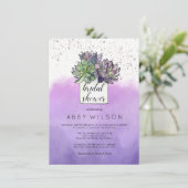 Paarse Groene Cactus Succulent Vrijgezellenfeest Kaart (Staand voorkant)