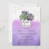 Paarse Groene Cactus Succulent Vrijgezellenfeest Kaart (Voorkant)