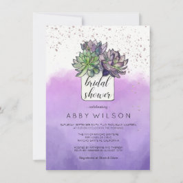 Paarse Groene Cactus Succulent Vrijgezellenfeest Kaart