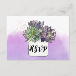 Paarse groene cactus vetplant RSVP Kaartje
