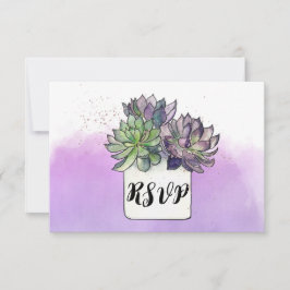 Paarse groene cactus vetplant RSVP Kaartje