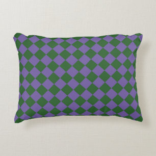 Paarse Groene Checker Diamantpatroon Accent Kussen