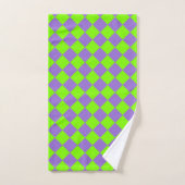 Paarse Groene Checker Diamantpatroon Bad Handdoek (Handdoek)
