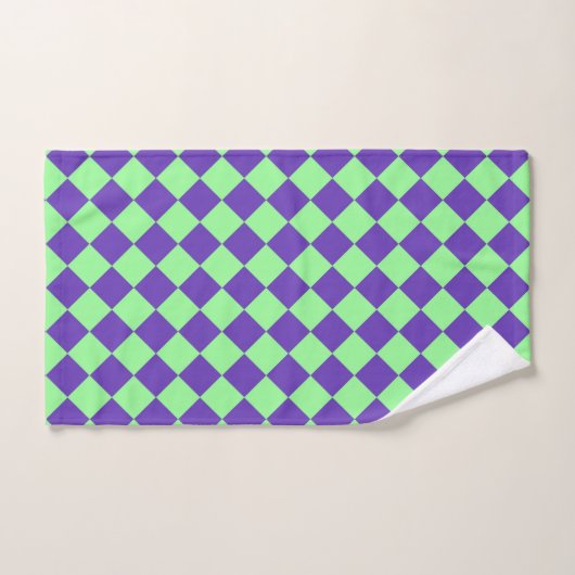 Paarse Groene Checker Diamantpatroon Bad Handdoek (Handdoek)