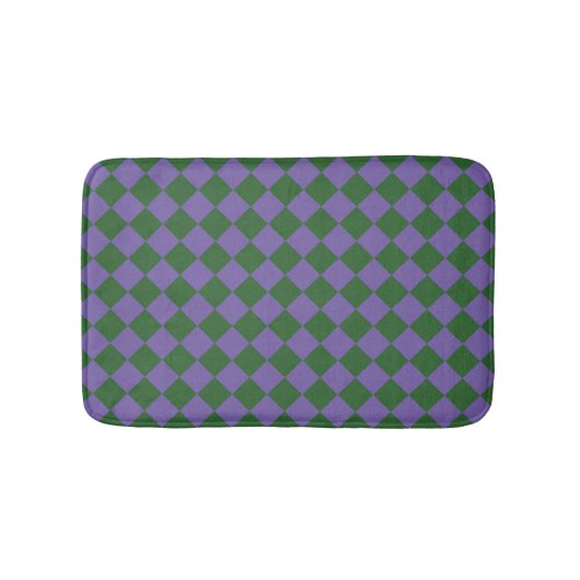 Paarse Groene Checker Diamantpatroon Badmat (Voorkant)
