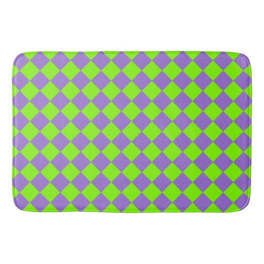 Paarse Groene Checker Diamantpatroon Badmat (Voorkant)