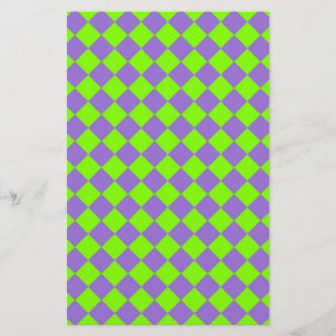 Paarse Groene Checker Diamantpatroon Briefpapier