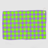 Paarse Groene Checker Diamantpatroon Golfhanddoek (Horizontaal)