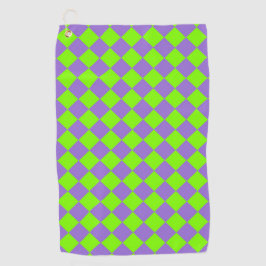 Paarse Groene Checker Diamantpatroon Golfhanddoek