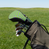 Paarse Groene Checker Diamantpatroon Golfheadcover (Insitu)