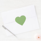 Paarse Groene Checker Diamantpatroon Hart Sticker (Envelop)