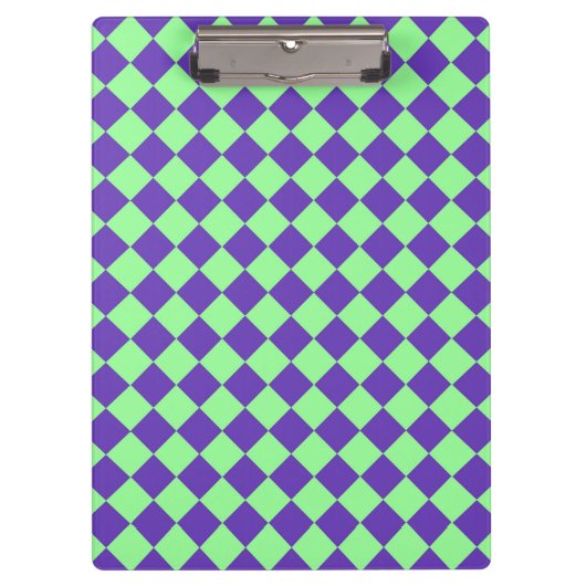 Paarse Groene Checker Diamantpatroon Klembord (Voorkant)