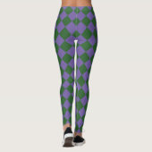 Paarse Groene Checker Diamantpatroon Leggings (Achterkant)