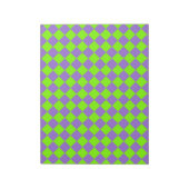 Paarse Groene Checker Diamantpatroon Notitieblok (Linkerzijde)