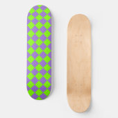 Paarse Groene Checker Diamantpatroon Persoonlijk Skateboard (Voorkant)