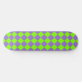 Paarse Groene Checker Diamantpatroon Persoonlijk Skateboard (Horizontaal)