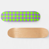 Paarse Groene Checker Diamantpatroon Persoonlijk Skateboard (Horizontaal)