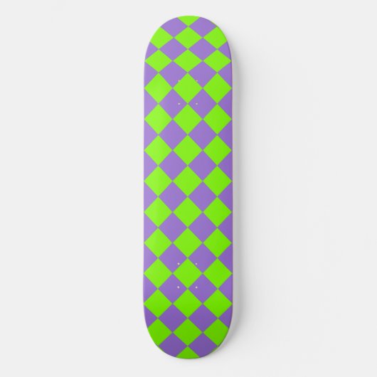 Paarse Groene Checker Diamantpatroon Persoonlijk Skateboard (Voorkant)