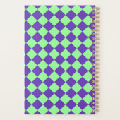 Paarse Groene Checker Diamantpatroon Planner (Achterkant)