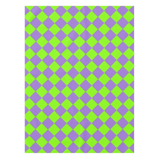 Paarse Groene Checker Diamantpatroon Tafelkleed (Voorkant)