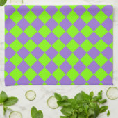 Paarse Groene Checker Diamantpatroon Theedoek (Gevouwen)