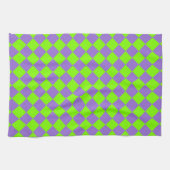 Paarse Groene Checker Diamantpatroon Theedoek (Horizontaal)
