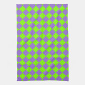 Paarse Groene Checker Diamantpatroon Theedoek (Verticaal)