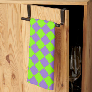 Paarse Groene Checker Diamantpatroon Theedoek