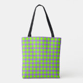 Paarse Groene Checker Diamantpatroon Tote Bag (Achterkant)