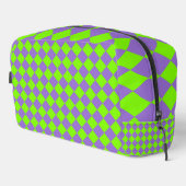 Paarse Groene Checker Diamond Pattern Toilettas Toilettasje (Rechterhoek)
