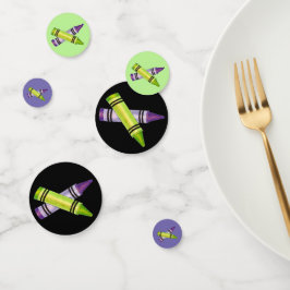 Paarse Groene Crayon Art Supplies Teacher Artist Confetti