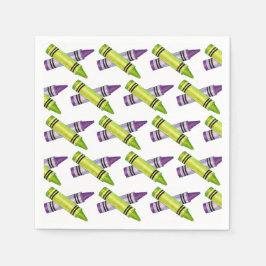 Paarse Groene Crayon Art Supplies Teacher Artist Servet