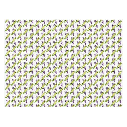 Paarse Groene Crayon Art Supplies Teacher Artist Tafelkleed (Voorkant (Horizontaal))