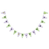 Paarse Groene Crayon Art Supplies Verjaardagsfeest Vlaggetjes (Alle)