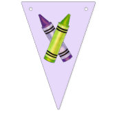 Paarse Groene Crayon Art Supplies Verjaardagsfeest Vlaggetjes (Eerste vlag)