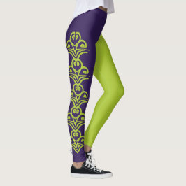 Paarse & Groene Deco Reversi Jester Leggings