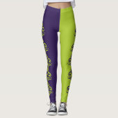 Paarse & Groene Deco Reversi Jester Leggings (Voorkant)