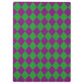 Paarse & Groene Diamant Glitter Klembord (Achterkant)