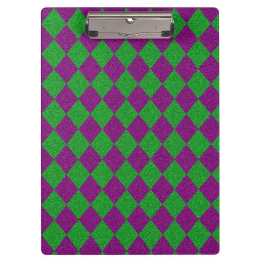 Paarse & Groene Diamant Glitter Klembord (Voorkant)