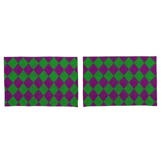 Paarse & Groene Diamant Glitter Kussensloop (Voorkant-Set)