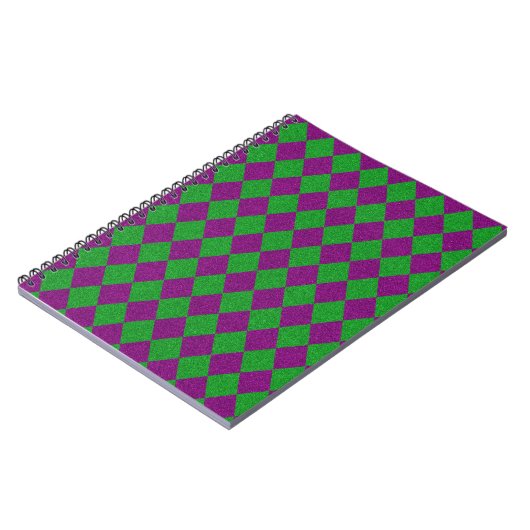Paarse & Groene Diamant Glitter Notitieboek (Linkerzijde)