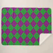 Paarse & Groene Diamant Glitter Sherpa Deken (Voorkant (horizontaal))