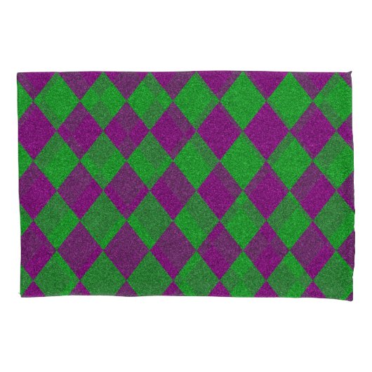 Paarse & Groene Diamant Glitters Kussensloop (Voorkant)