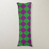 Paarse & Groene Diamant Glitters Lichaamskussen (Voorkant Verticaal)