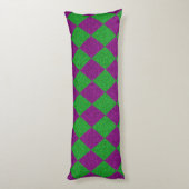 Paarse & Groene Diamant Glitters Lichaamskussen (Achterkant (Verticaal))