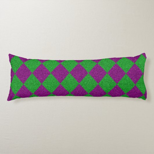 Paarse & Groene Diamant Glitters Lichaamskussen (Voorkant)