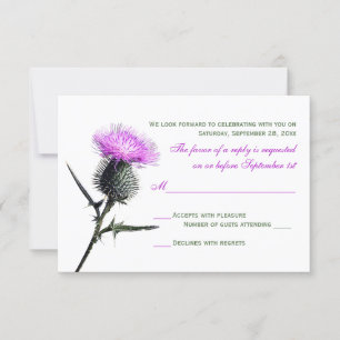 Paarse Groene Distel Trouw RSVP Kaart